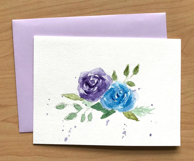 Hand painted Greeting Card, 5x7, Flowers Blank Card, Original Watercolor Cards, Handmade Card image 1