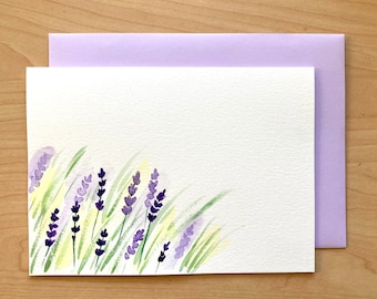 Hand painted Greeting Card, 5x7, Lavender Blank Card, Original Watercolor Cards, Handmade Card, Premium Quality Cards, Watercolor Lavender