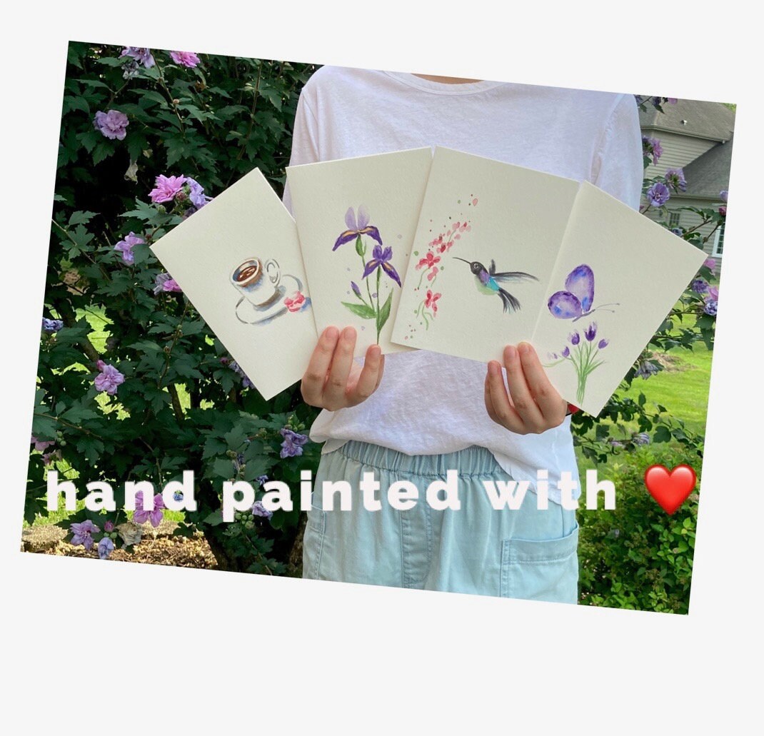 Hand Painted Greeting Card, 5"x7", Butterfly Blank Card, Original ...