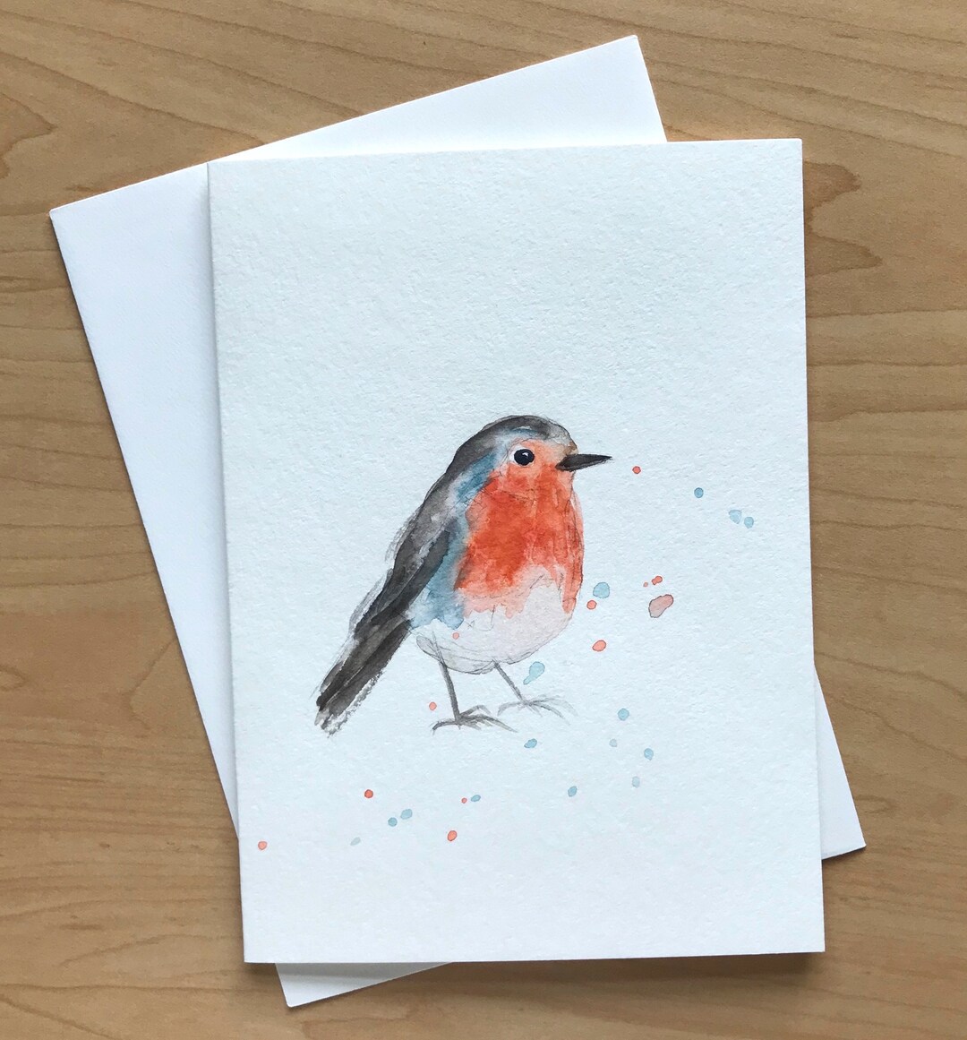 Hand Painted Greeting Card, NOT PRINT, European Robin Blank Card ...