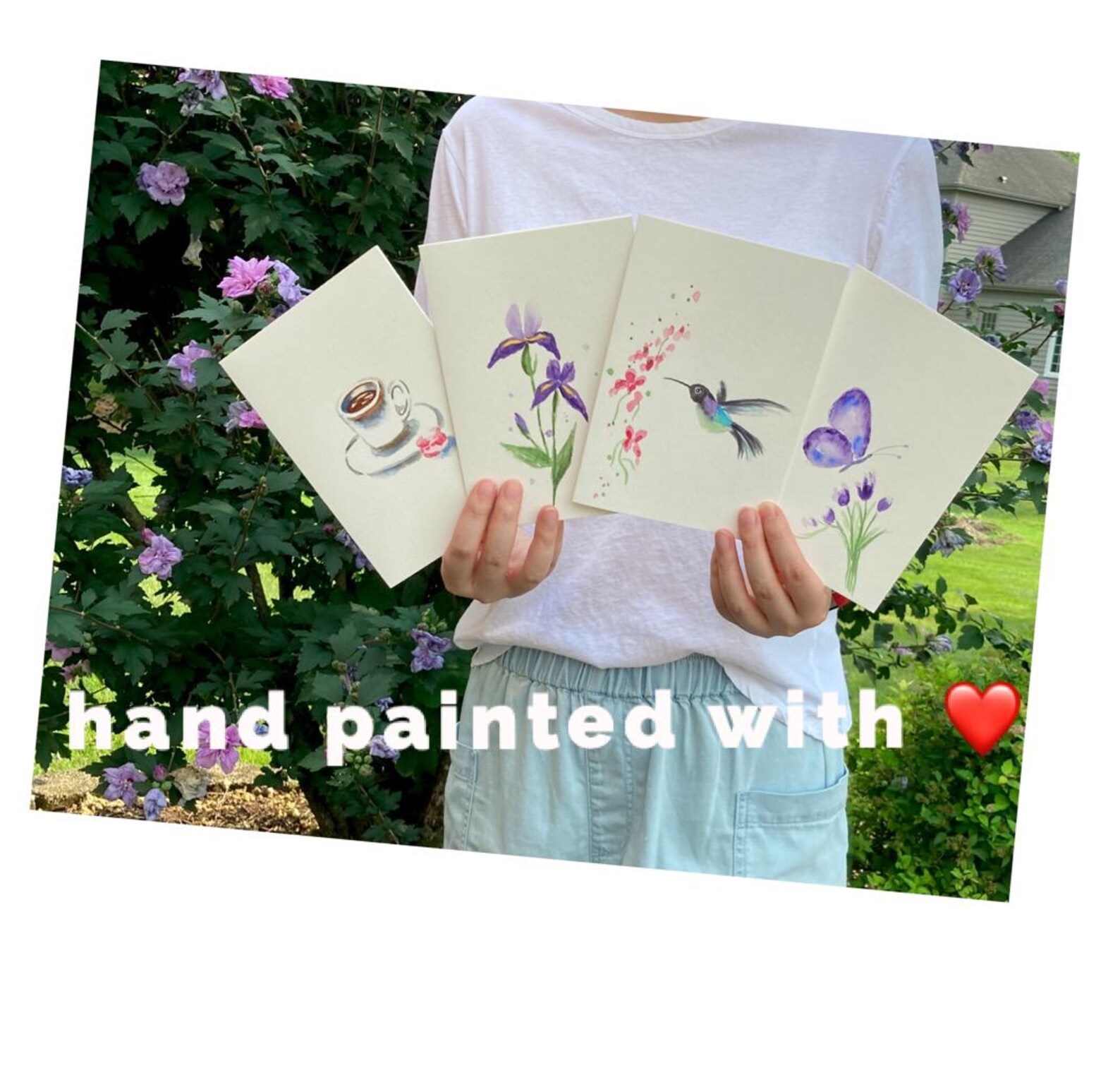 Hand Painted Greeting Card, Premium Quality Cards, 5x7,pink Rose Blank ...