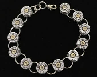 9mm silver bullet tennis link bracelet ammo spent round casing