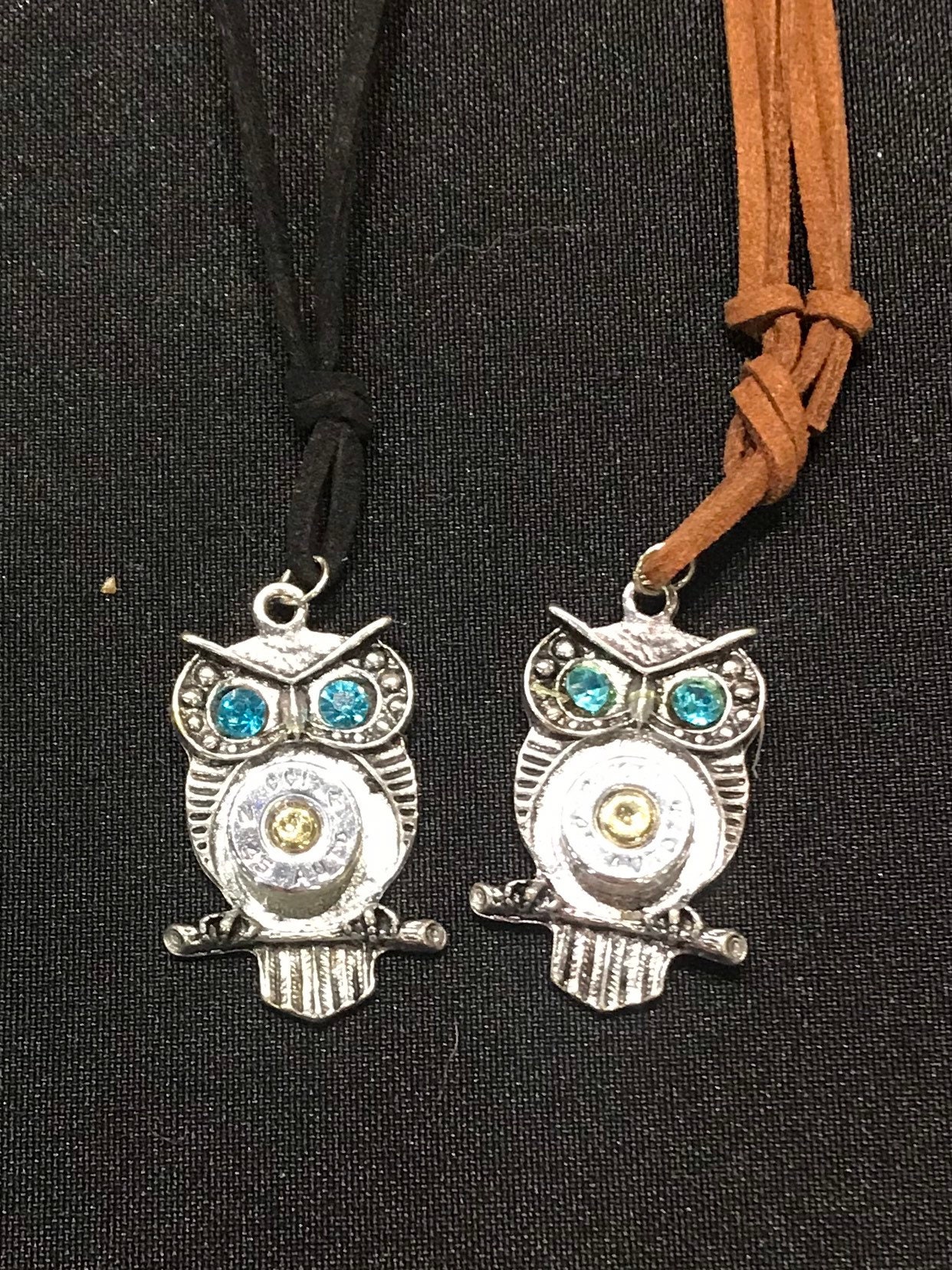 Metal pendant owl H 45 mm B 26 mm rhinestones turquoise glass stone turquoise fine link necklace old silver gift owl lover Valentine/'s Day