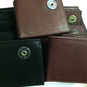 Cartera de cuero plegable, billetera para cartuchos de escopeta, regalo para hombre, papá, novio, padre, padrino, regalo de caza, Winchester, Remington, pistola