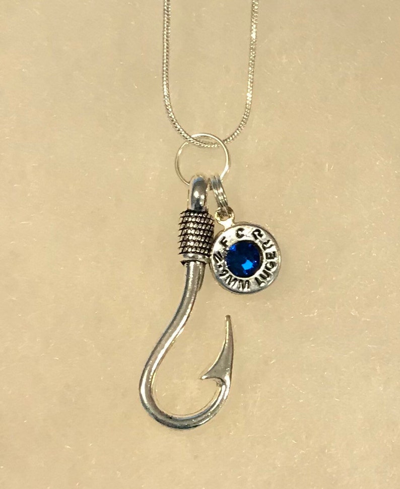 9mm bullet jewelry fishing necklace fishhook necklace silver tone fishhook image 4