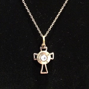 Cross bullet jewelry necklace pendant Christian ammo gold silver copper tone