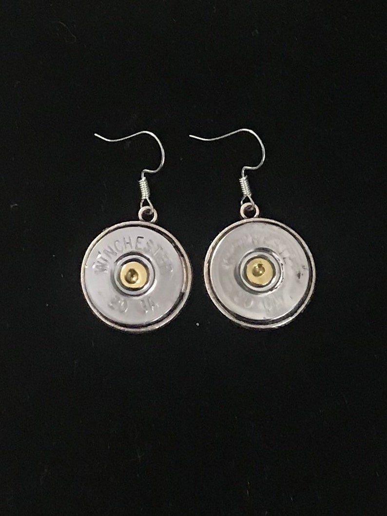 Shotgun shell jewelry, 20 gauge earrings, silver Winchester Remington skeet trap sporting clays shooting hunting jewelry image 3