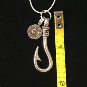 9mm bullet jewelry fishing necklace fishhook necklace silver tone fishhook image 2