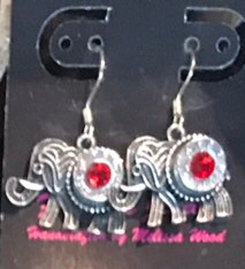 Elephant earrings, bullet earrings, silver tone Republican jewelry, Alabama Roll Tide fan jewelry, African elephant, shooting jewelry image 4