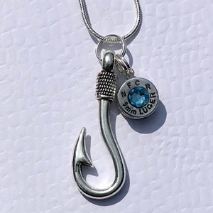 9mm bullet jewelry fishing necklace fishhook necklace silver tone fishhook image 3