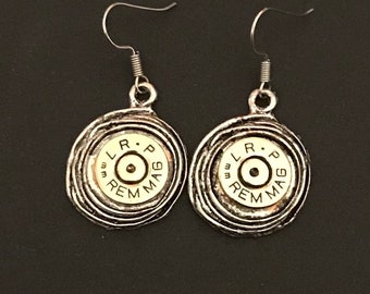 bullet casing earrings .7mm Remington Mag round earrings