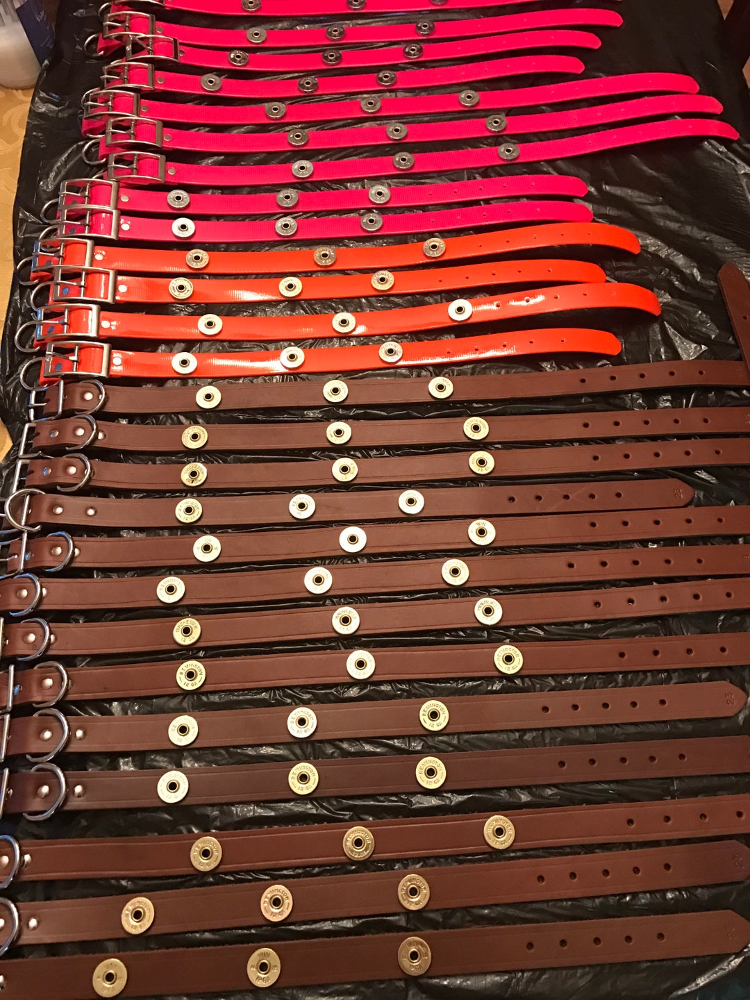 Shotgun Shell Dog Collar, Hunting Dog Collar, Winchester, Remington, Orange and Pink Dog Collar