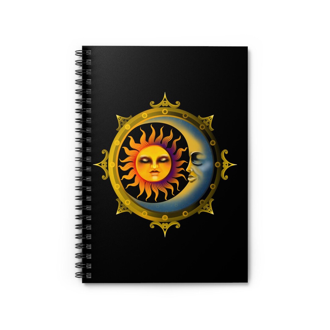 Sun and Moon Illustration Spiral Notebook | Ruled Journal - Etsy
