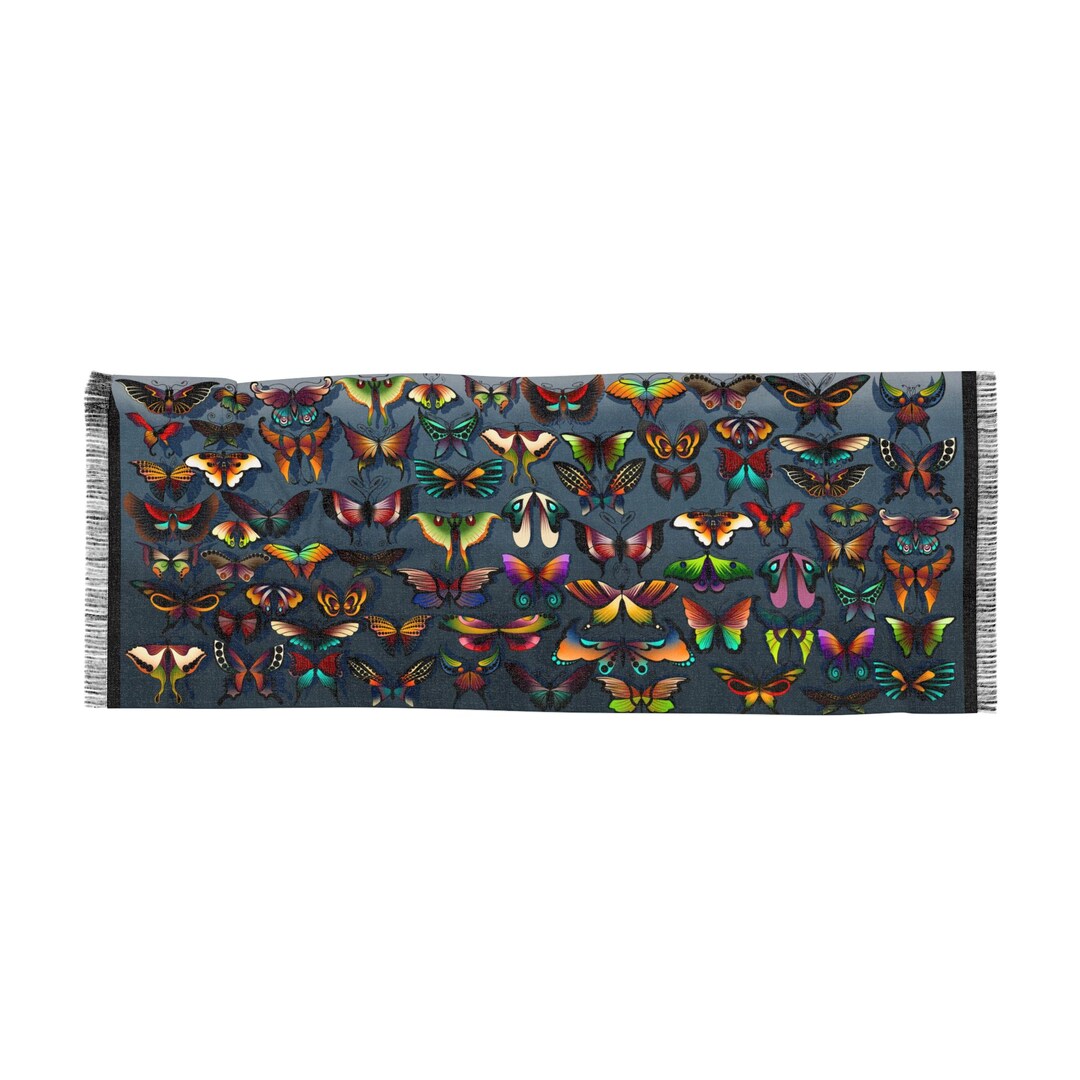Iridescent Butterfly and Moth Pattern Scarf | Colorful Butterfly Wings ...