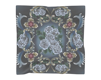 Bufanda de poliéster transparente: accesorio ligero con estampado floral (63,5 x 63,5 cm, 127 x 127 cm)