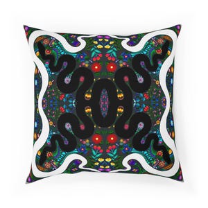 Colorful Snakes and Flowers Cushion