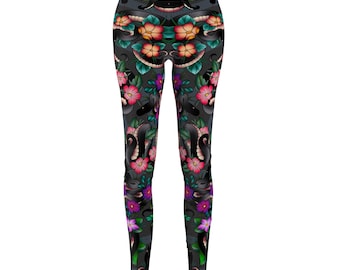 Ball Python Snake Floral Leggings
