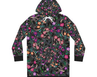 Vestido con capucha y estampado floral de serpiente pitón bola / Estampado integral de serpiente y flores
