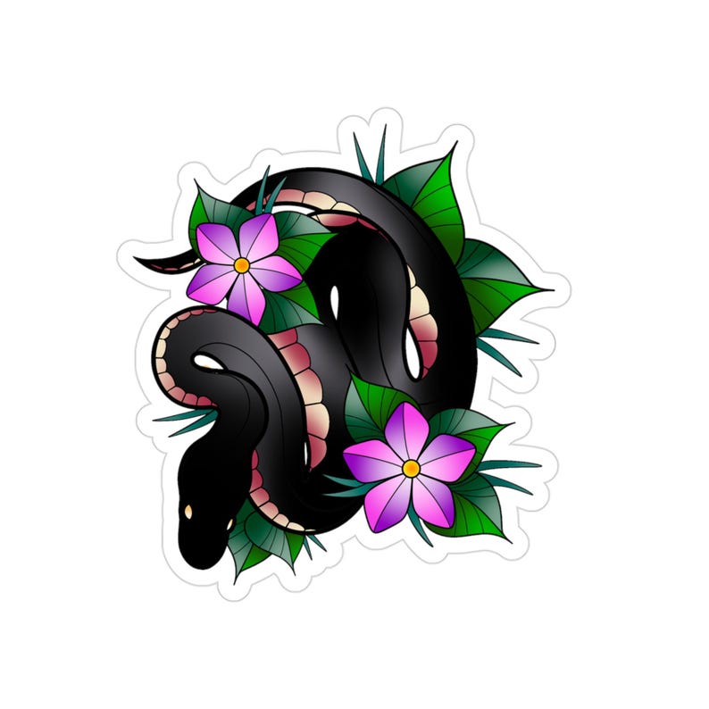 Ball Python, Snake, Flowers Transparent Outdoor Stickers, Die-cut, 1pc ...