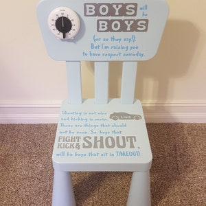 VINYL ONLY - Boys Time Out Chair Vinyl Decal - Boy Quote