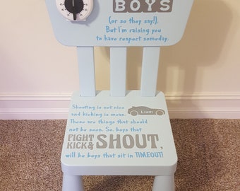 SOLO VINILO - Calcomanía de vinilo para silla Boys Time Out - Cita de niño