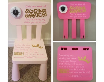 VINYL ONLY - Girls Time Out Chair Vinyl - Girls - Timeout Chair - Kid Chair