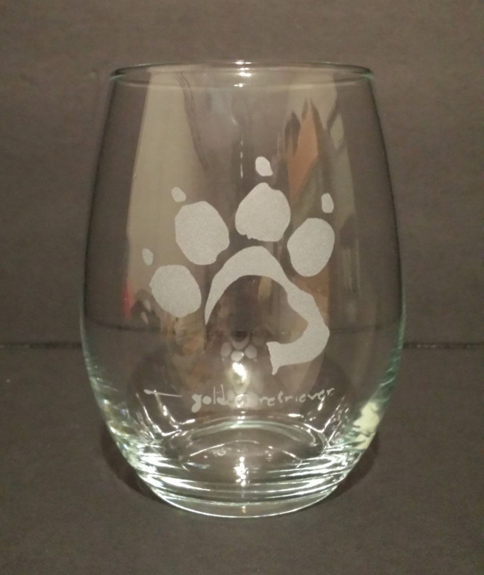 Dog Lover Wine Glasses stemless Deep Etched Hand Crafted Etsy