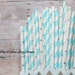 Silver Foil Stars and Light Blue Stripe Straw Mix Frozen Party Decorations Twinkle Twinkle Little Star/Blue First Birthday/Boy Baby Shower