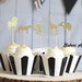Gold Safari Cupcake Toppers Baby Shower/1st First Birthday Party Elephant Giraffe Lion Tiger Monkey Safari Dessert Decorations Gold Glitter