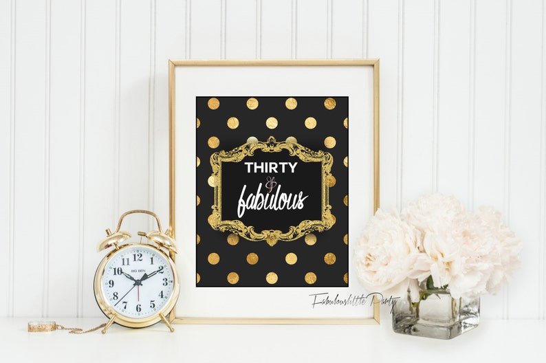 Thirty And Fabulous Party Sign 30th Birthday Decorations Black Etsy