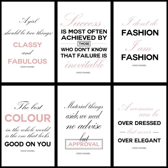 Digital Set 12 Gestreiften Coco Chanel Zitate Herzstück Etsy