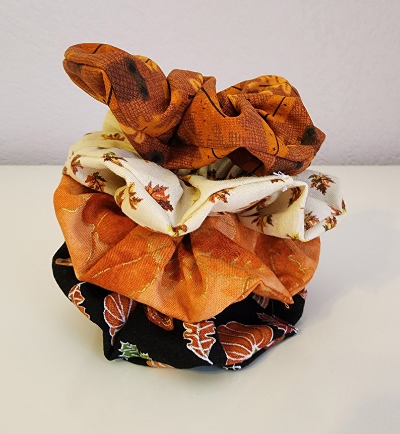 Scrunchies Fall Orange Leaf Scrunchies Pumpkin Scrunchies Autumn Leaf ...