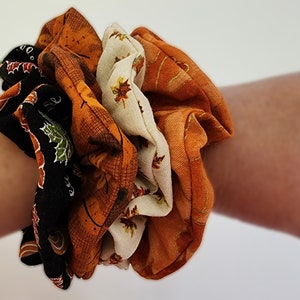Scrunchies Fall Orange Leaf Scrunchies Pumpkin Scrunchies Autumn Leaf ...