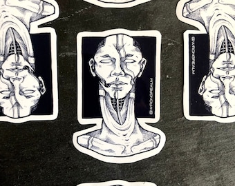 Biomechanical Man Glossy Sticker