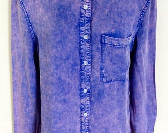 Denim acid wash button up top vintage retro 80's