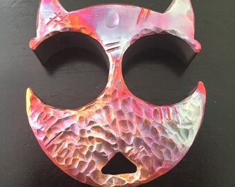 Evil Cat 1/2" Copper - hammered and torched.