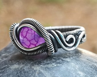 Fantasy Ring in Purple Agate and Sterling Silver / Wire Wrapped Ring / Fantasy Jewelry / Wire Wrapped Jewelry / Festival Jewelry / Wire Wrap