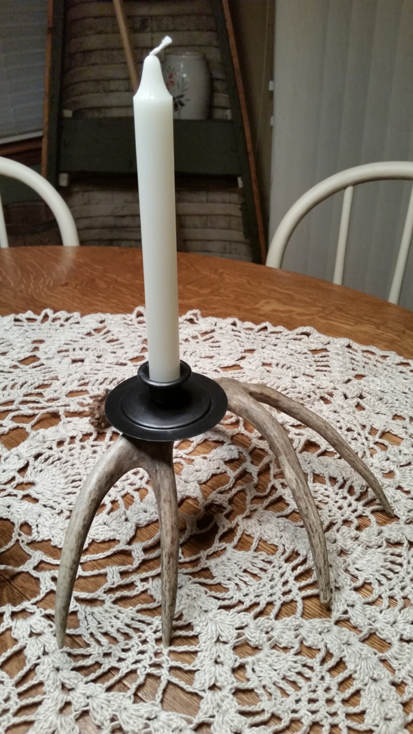 Matching Set of Single Antler Candle Holders Etsy