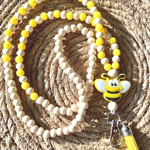 Black or White Bead Option| Bumblebee Lanyard | Bumblebees | Bee | Lanyard | Teacher Lanyard |