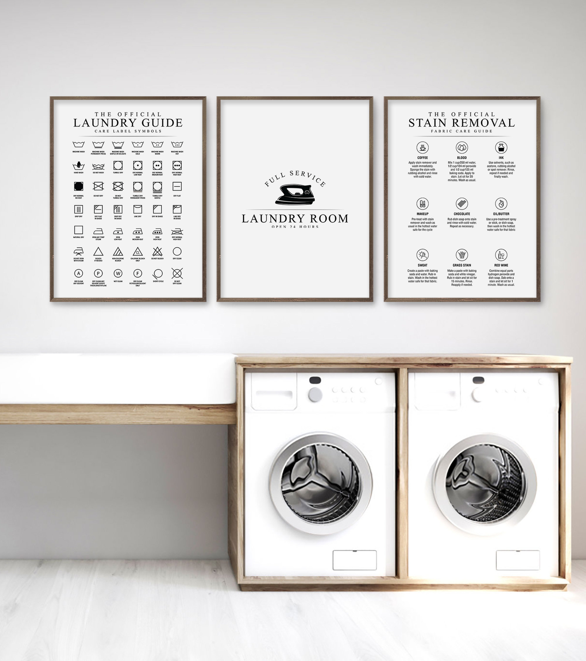 Laundry Care Guide Print / SET OF 3 / Laundry Room Decor / Etsy