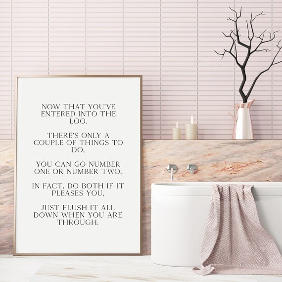 Bathroom Poem Printable Art / Loo Wall Art / Minimalist Art / | Etsy