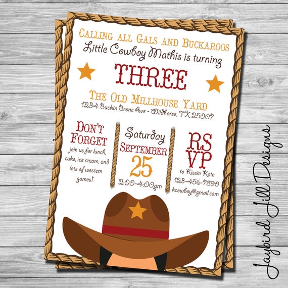 cowboy birthday invitation wild west theme western party etsy