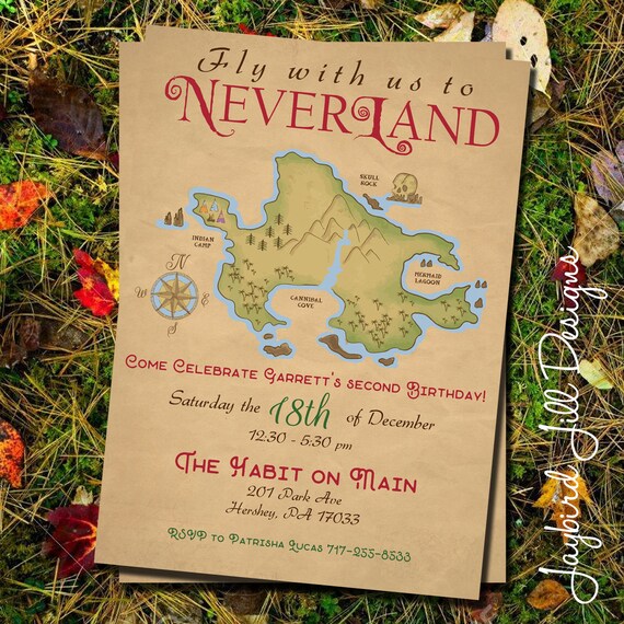 Neverland Birthday Party Invitation Peter Pan Party Etsy