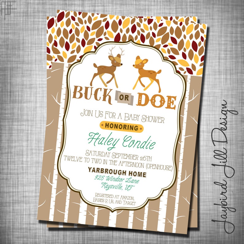 Buck Or Doe Baby Shower Invitation Unknown Gender Woodland Etsy Buck Or Doe Baby Shower Invitation Unknown Gender Woodland Etsy