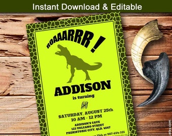 Dinosaur Invitation | Dino Invitation - EDITABLE & PRINTABLE - Do It Yourself - Instant Download-5x7"- by DigitalPartyKits (02)