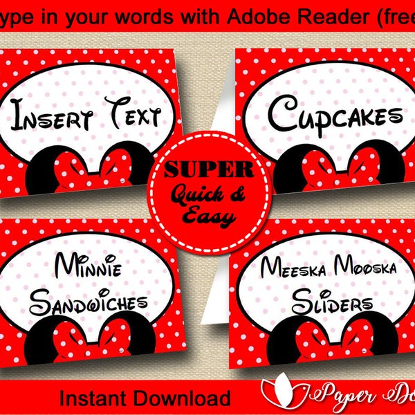 Minnie Food Labels - Etsy
