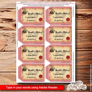 Pirate Favor Tags / Pirate Gift Bag Tags / Pirate Thank You Tags EDITABLE & PRINTABLE Instant Download by DigitalPartyKits image 3