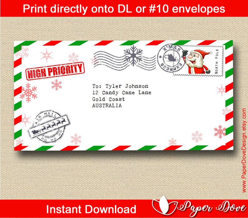 Letter From Santa With Envelope Template Letter EDITABLE Etsy