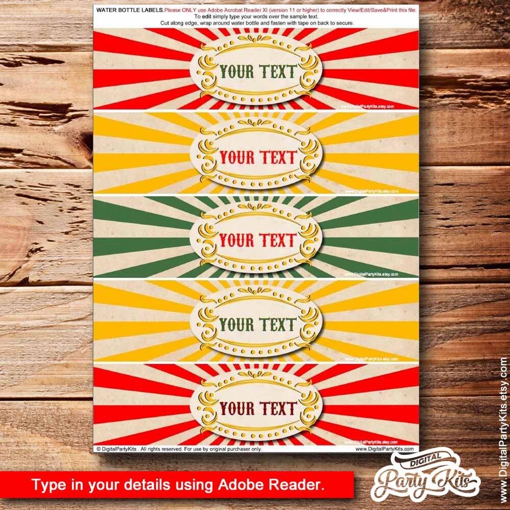 Vintage Circus Water Bottle Labels / Carnival Water Bottle Labels ...