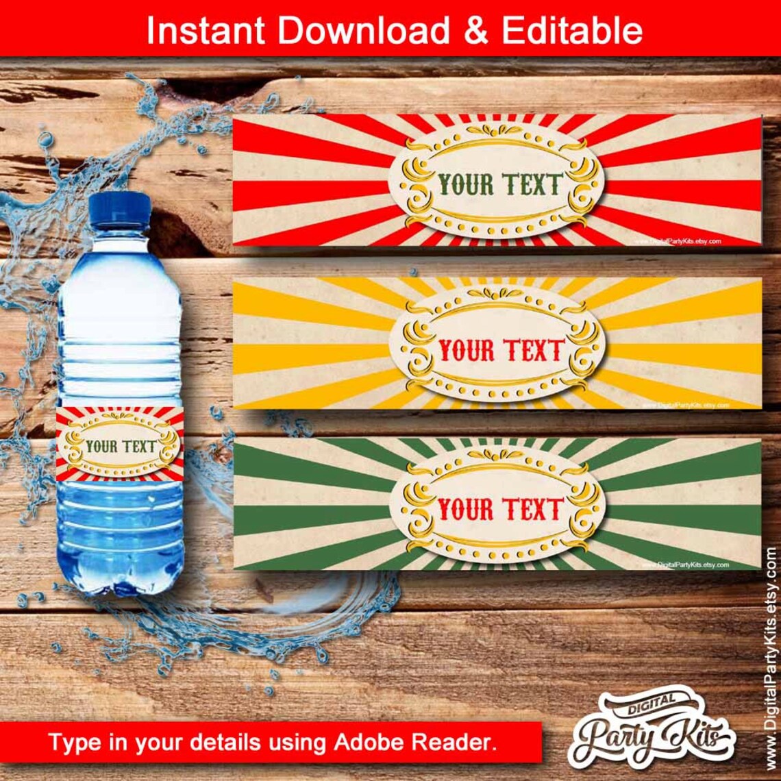 Vintage Circus Water Bottle Labels / Carnival Water Bottle Labels ...